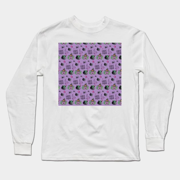 Purple Halloween pattern Long Sleeve T-Shirt by Inspired-DS